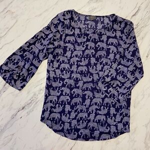 Mix by 41 Hawthorn Elephant Print Blouse- Size S
